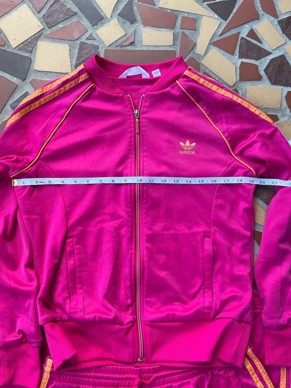 adidas y2k Women's Pink Track Jacket & Jogger Set with orange Stripes size large - Picture 3 of 15